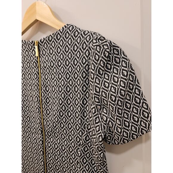 Calvin Klein Geometric Black and White Sheath Dress with Puff Shoulders - Picture 4 of 8